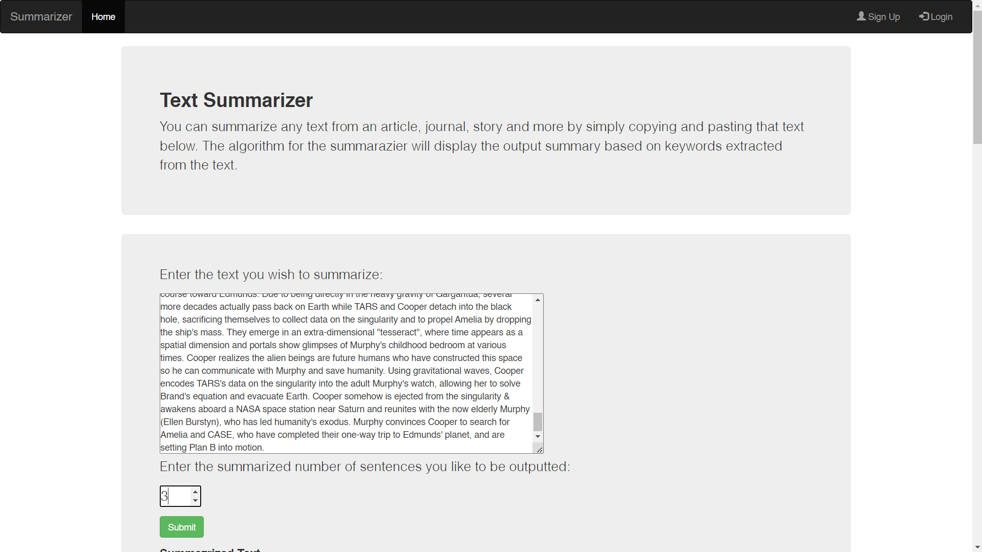 Text Summarization Web App